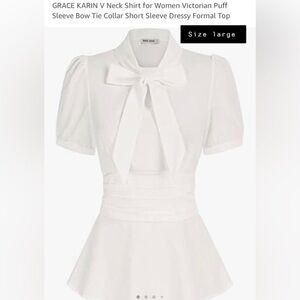 NEW. GRACE KARIN V Neck Shirt,  Victorian Puff Sleeve
